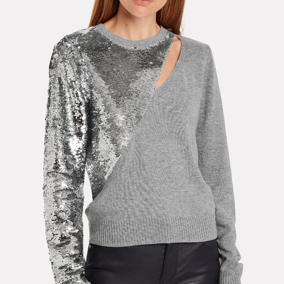RtA Light Gray and Silver Sequin Sweater - purchased from Intermix, size XS NWT - Picture 1 of 9